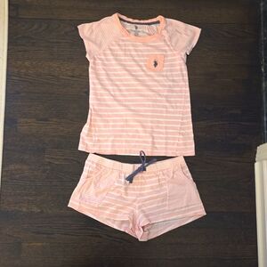 U.S POLO ASSN Women's Short Sleeve Shirt & Pajama Shorts Lounge Sleep Set Size M